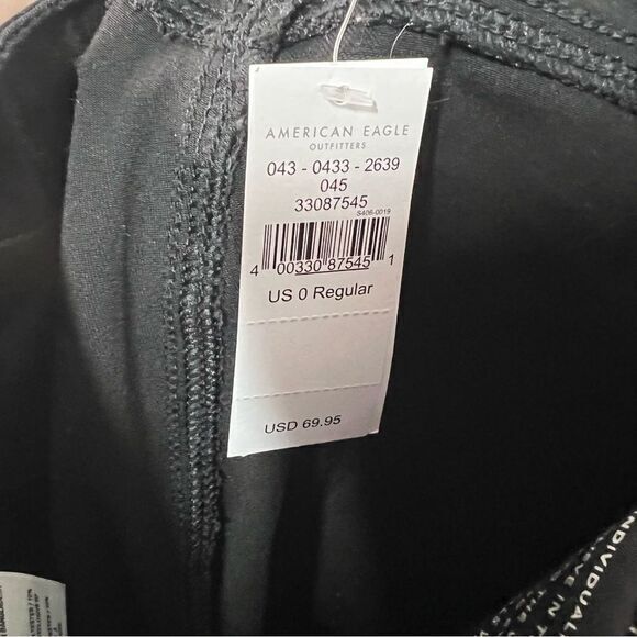 American Eagle Black Fringe Hi-Rise Dream Skinny Jegging Jeans Women's Size 0 - Picture 7 of 9